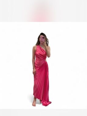Karlie Fuchsia One-Shoulder Pleated Maxi Dress